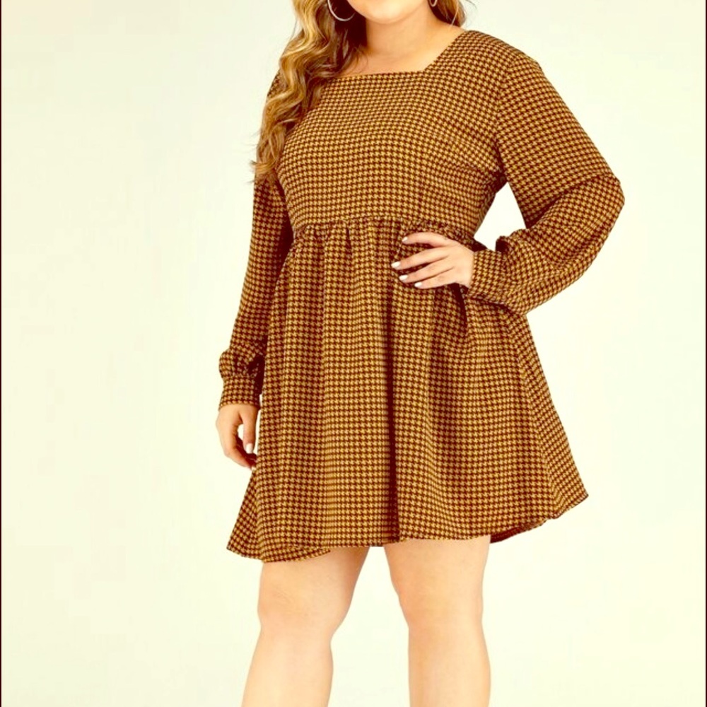 🌺Brand New🌺 SHEIN Square Neck Houndstooth Dress
